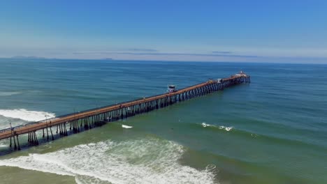 Aerial-View-Of-Imperial-Beach-Pier-In-California,-United-States---Drone-Shot