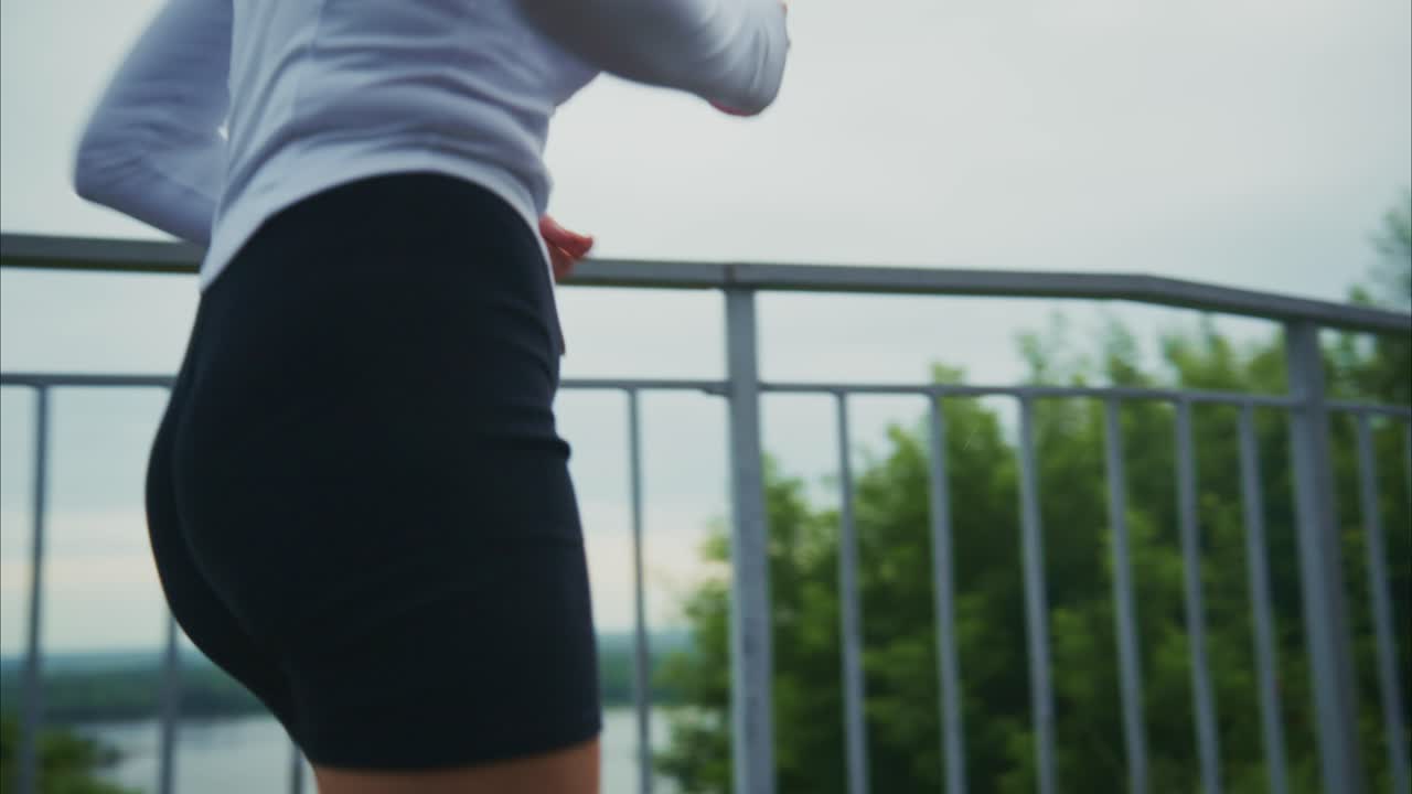 A woman running outdoors
