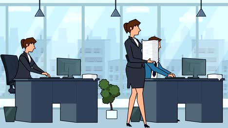 flat cartoon business people in the workplace office animation