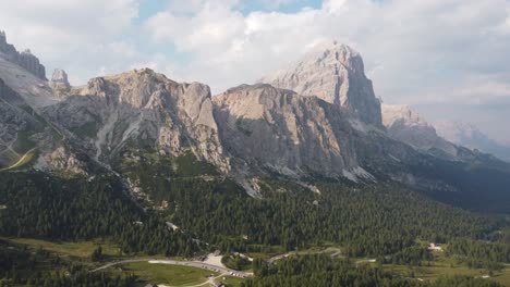 mountain view of tofana di roses in dolomites