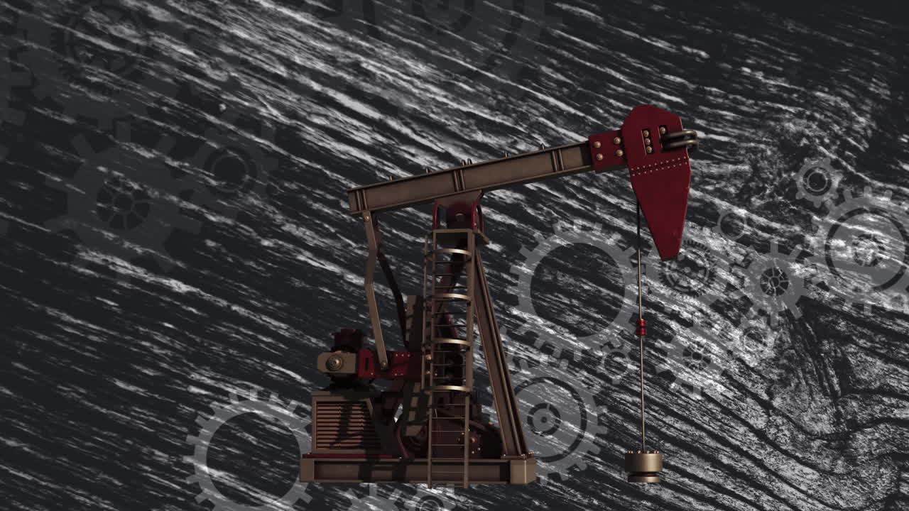 animación de la bomba y los engranajes sobre un fondo cambiante negro