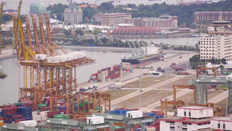 aerial view of a busy container port in singapore