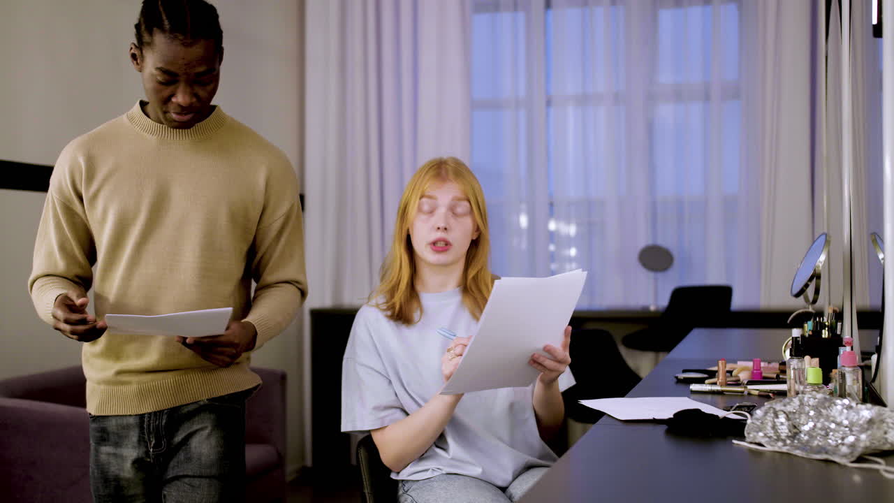 Young actors practising