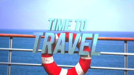 Time-To-Travel-with-red-lifebuoy-on-passenger-ship-in-ocean