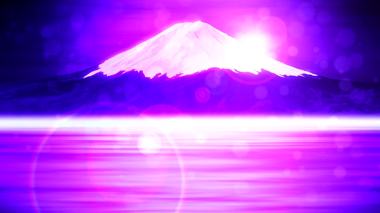 Monte Fuji desde el lago, Año Nuevo japonés tradicional, animación en bucle
