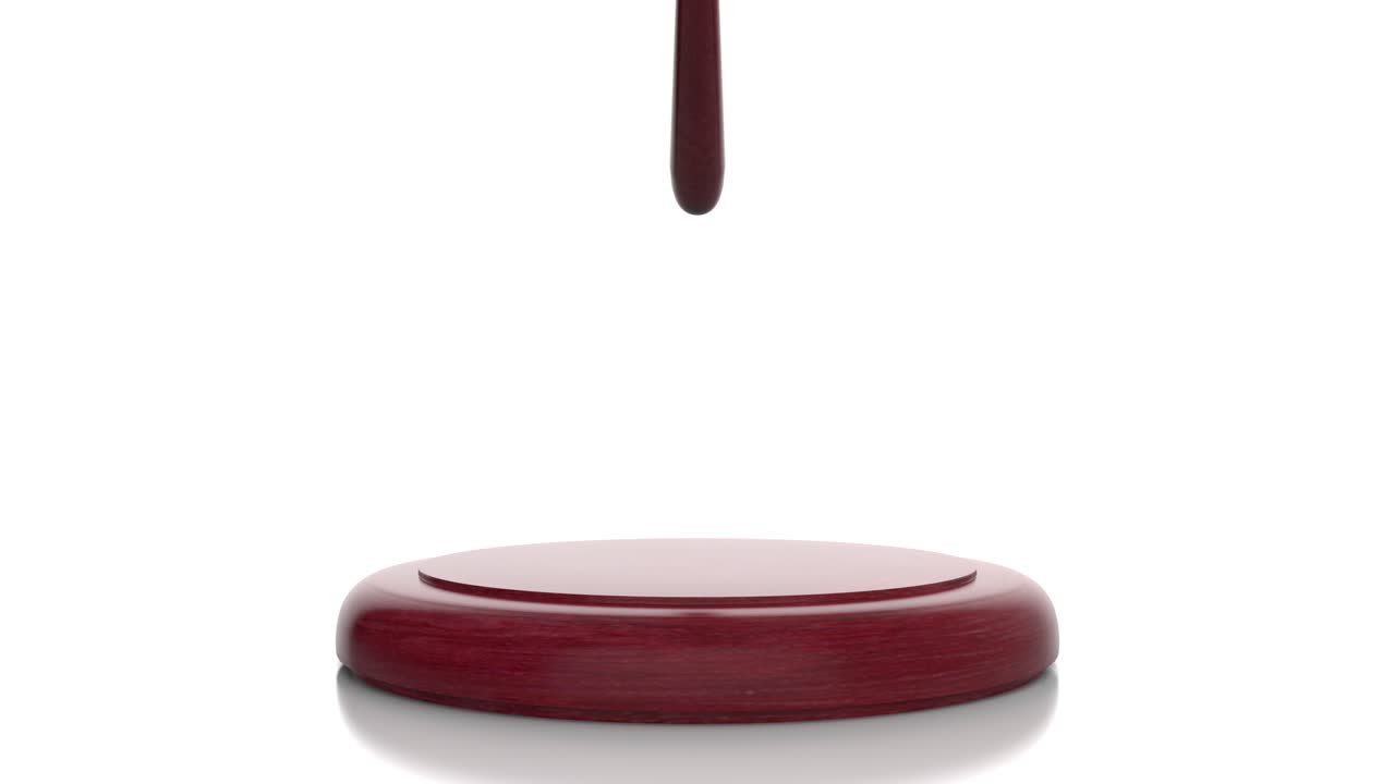 Judgement gavel hitting paddle against white background, seamless loop