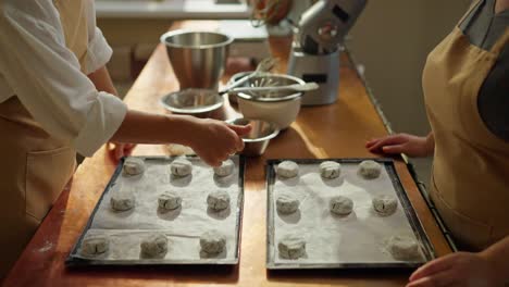 two women baking cookies in the kitchen