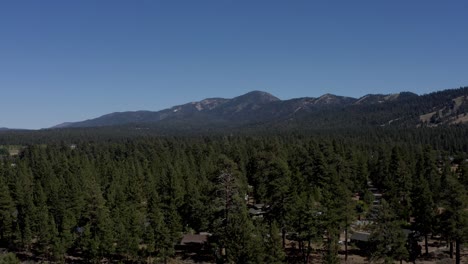 Una-Hermosa-Toma-Aérea-Con-Un-Dron-Volando-Sobre-Un-área-Forestal-En-El-Lago-Big-Bear-En-El-Condado-De-San-Bernardino,-California