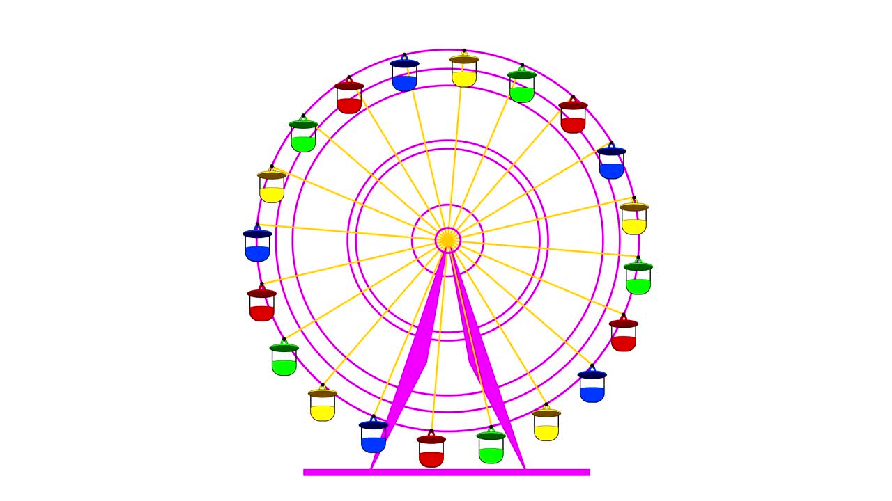 Colorful ferris wheel on a white background. 4k animation.