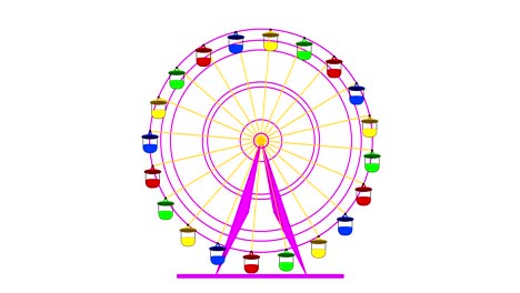colorful ferris wheel on a white background. 4k animation.