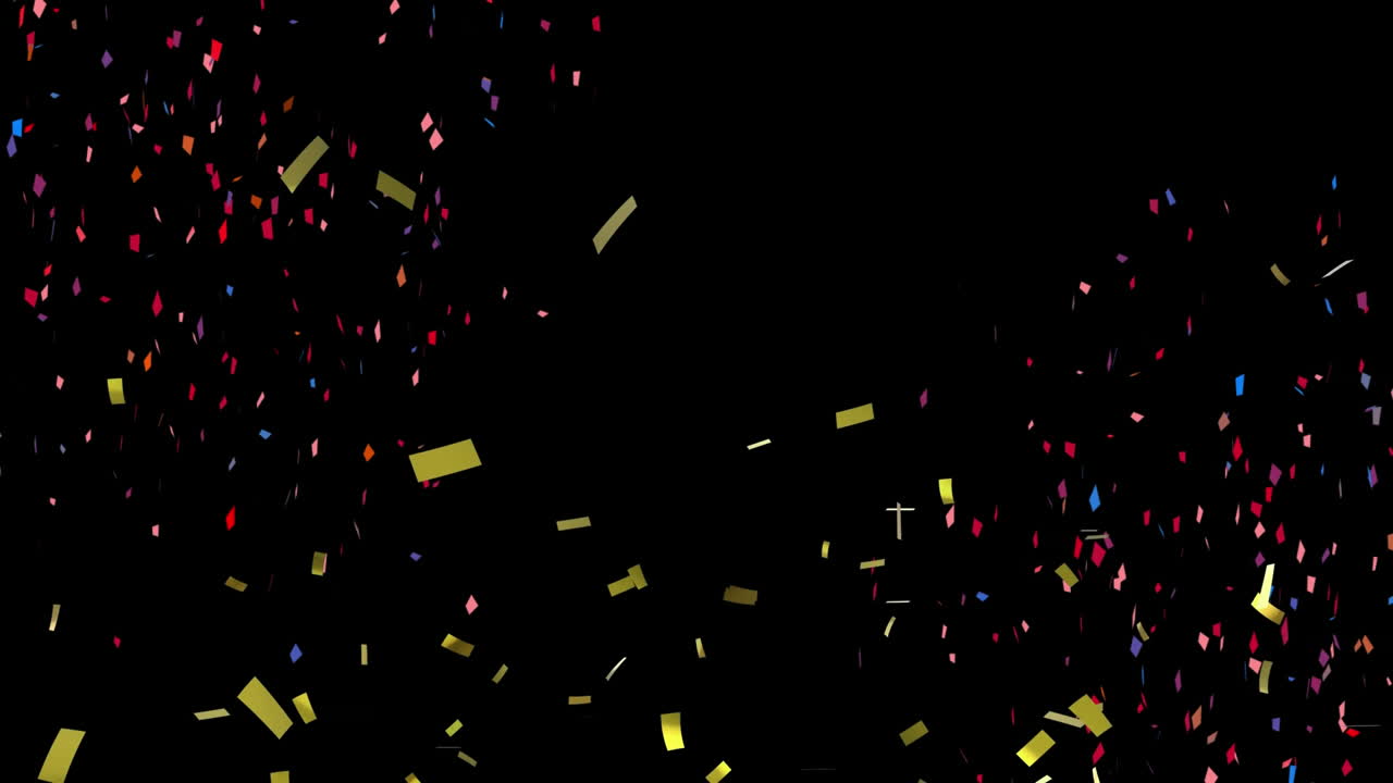 Animazione di coriandoli multicolori su sfondo nero