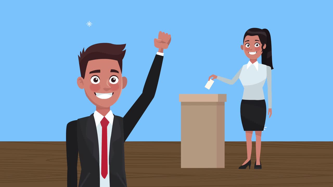 투표 상자 캐릭터와 함께 커플 후보