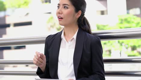 business woman holding tablet computer. concept of technology, business  communication, shopping online and modern lifestyle.