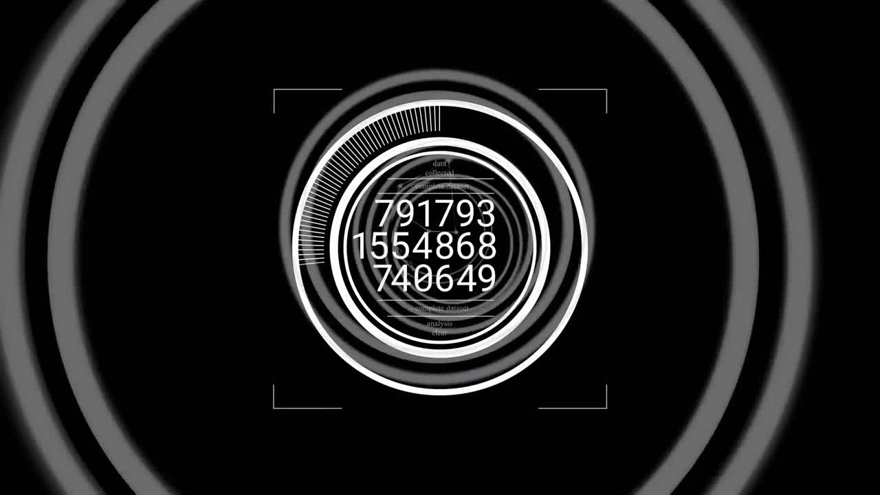 Animation of scope scanning and data processing on black background