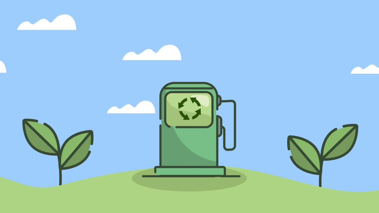 Eco friendly animation with ecology pump in landscape | Premium Stock ...