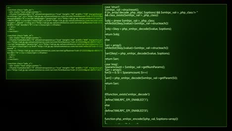 source code programming screen text scrolling animation