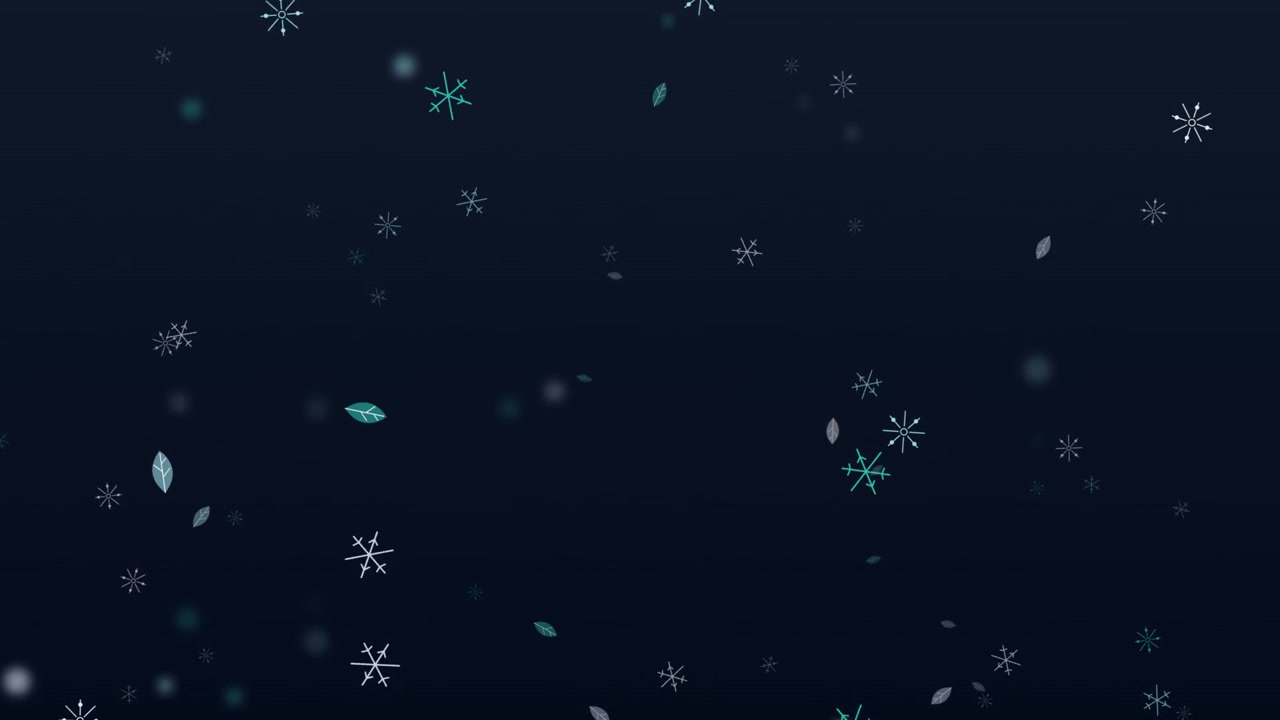 Animated Snowflakes and Falling Leaves on Dark Background