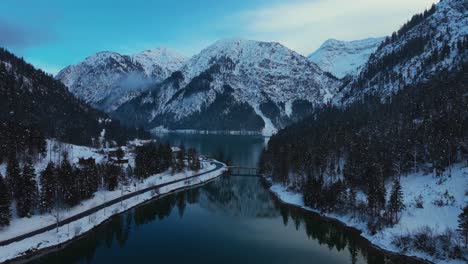 lake plansee in austria in winter