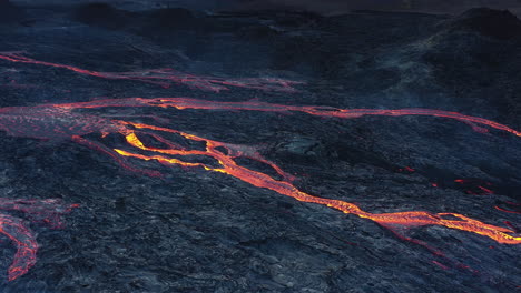 aerial view of lava flow