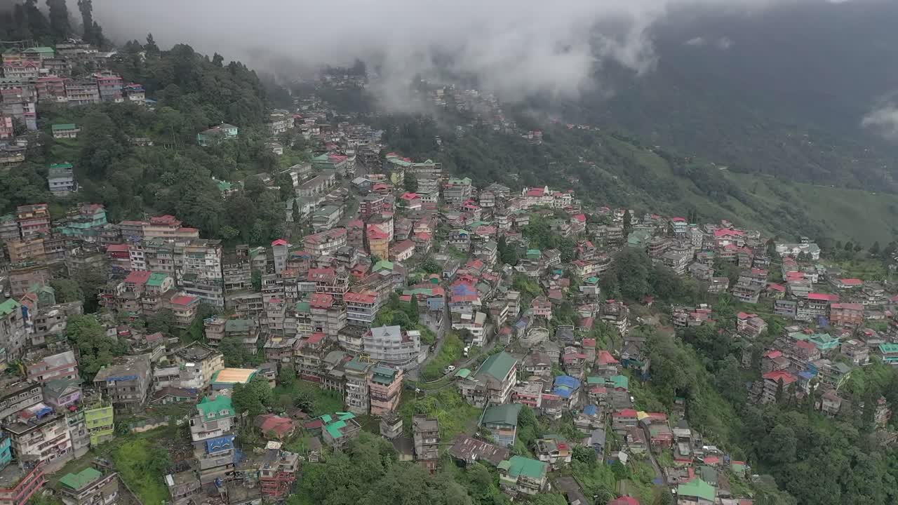 aerial view of the city in the morning, Established Aerial shot