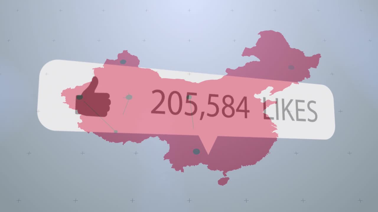 파란색 배경에 대한 미국 지도에서 증가하는 숫자를 가진 같은 아이콘의 애니메이션