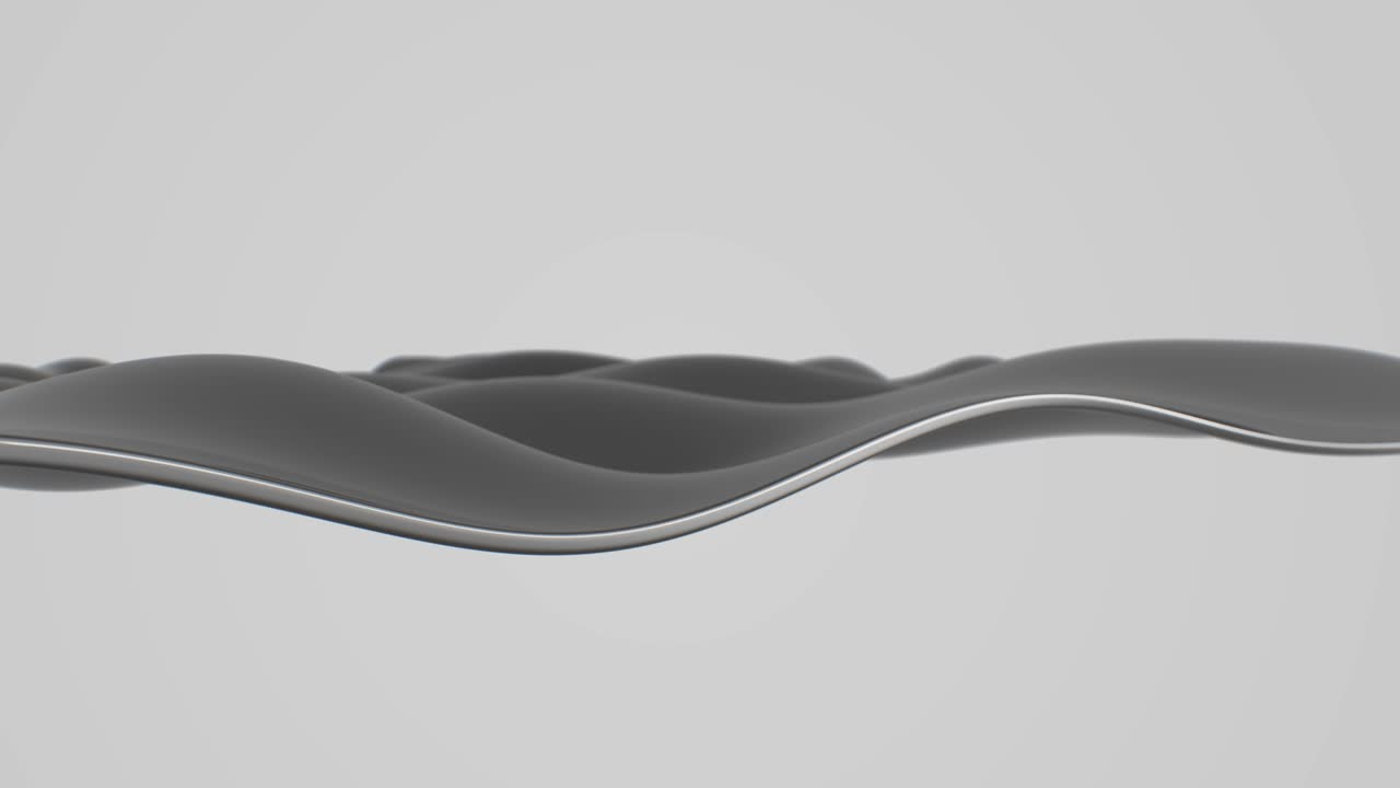 Water wave metal line 3d animation, abstract background seamless loop