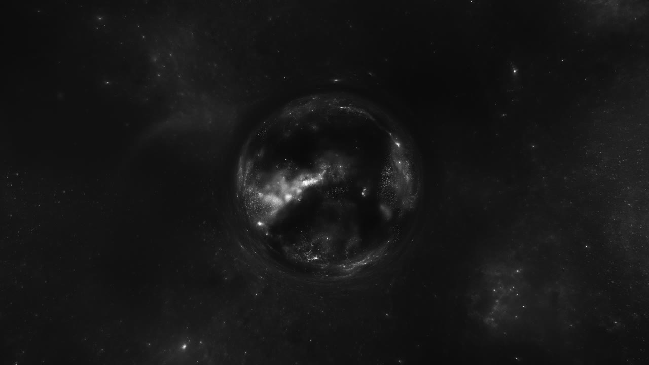 A giant wormhole curves the black space around it