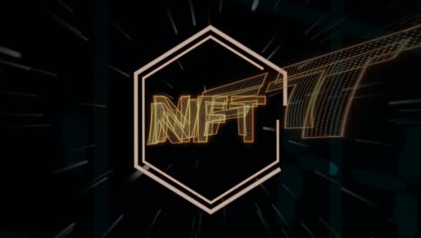 glowing hexagon with dynamic digital effects in nft animation design