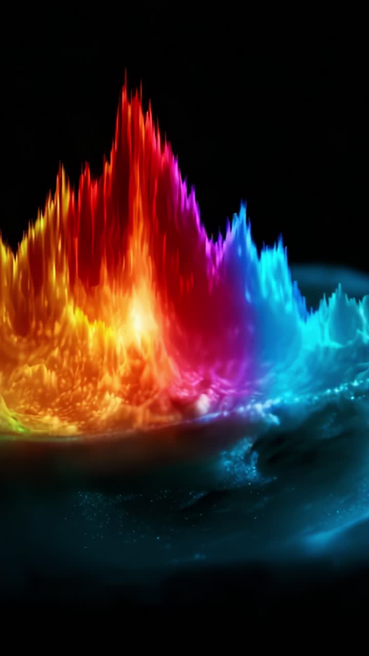 Una sinfonía visual espectacular de ondas y colores vibrantes que representan la energía y el movimiento en un entorno oscuro