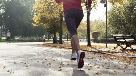 corredora mujer corriendo en el parque haciendo ejercicio al aire libre
