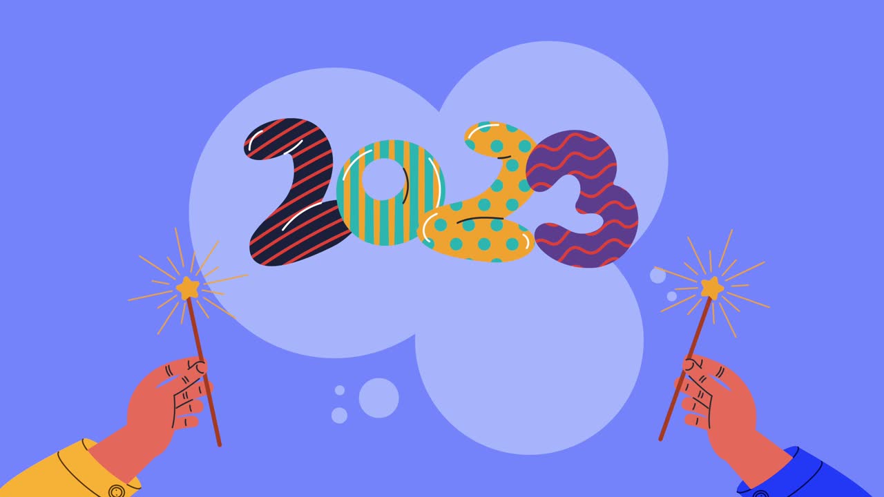2023년 새해 축하 행사는 반이는 불꽃과 풍선으로