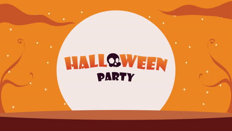 happy halloween lettering in moon animation