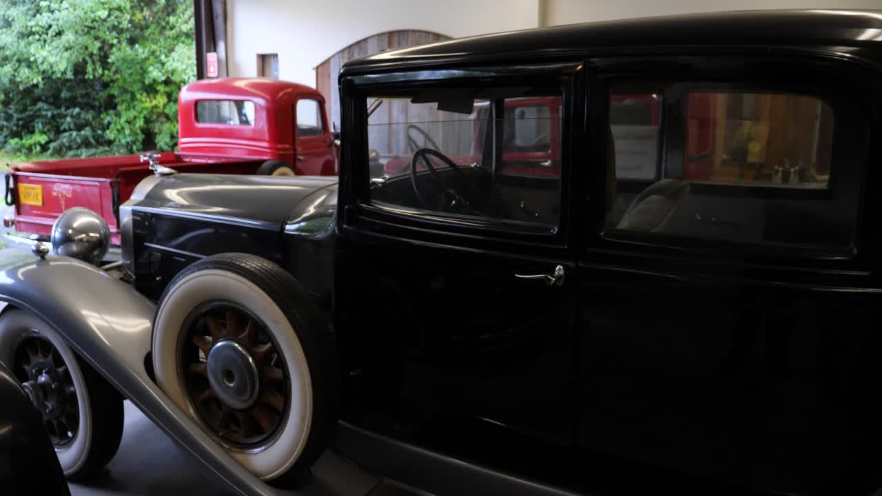 Retro cars in the Antique Car Museum.Potlatch Totem Park and Museum in Ketchikan, Alaska.