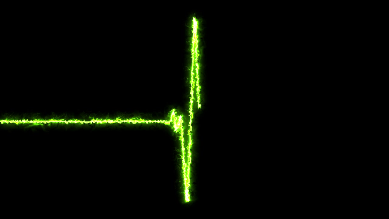 Latido cardíaco plano de energía. Animación en bucle continuo. Pantalla de frecuencia cardíaca EKG para investigación médica. Trazo de pulso de línea verde. Animación en movimiento.
