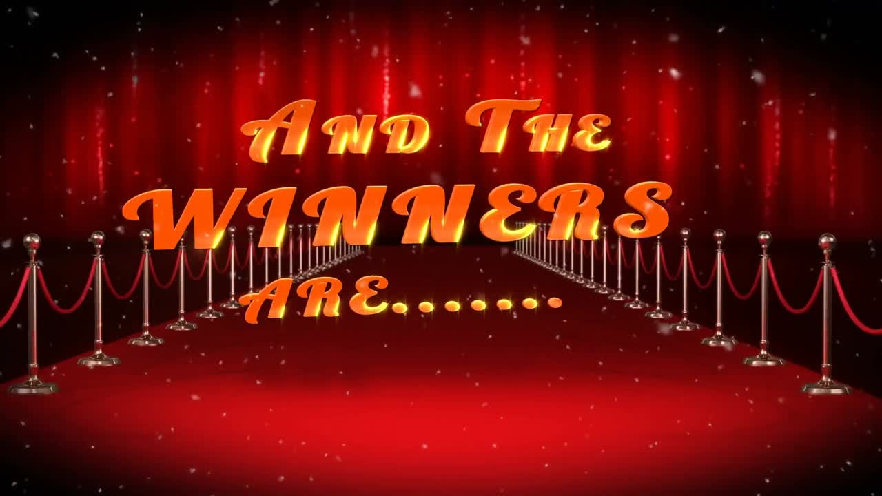 animación de texto y los ganadores son, más de la alfombra roja lugar