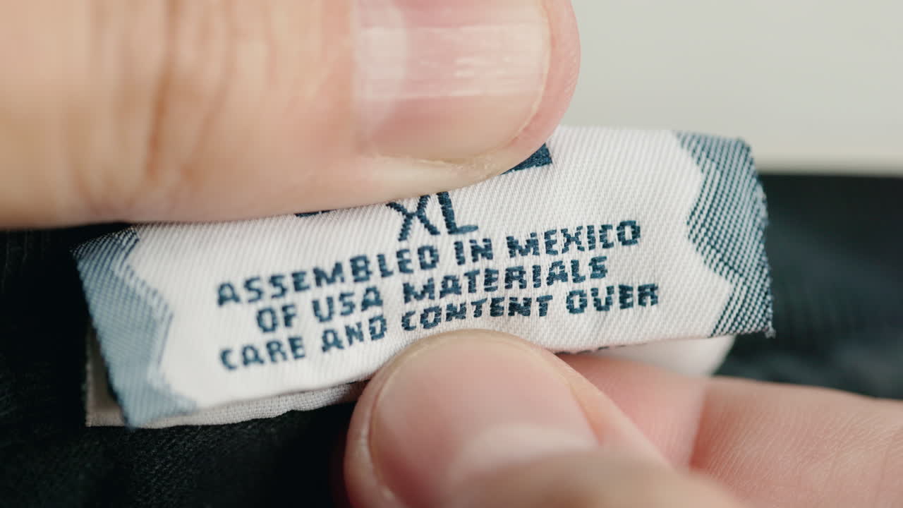 Close-up of a clothing label
