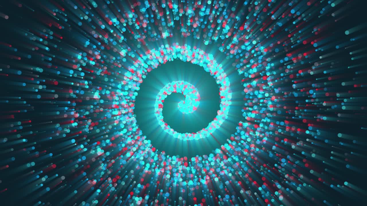 oro brillante polvo de estrellas en espiral de partículas de rastro mágico azul rosado partículas voladoras. video de stock