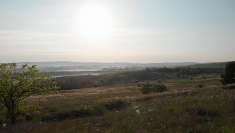 Incredible-Nature-Landscape-With-A-Lonely-Tree,-Lens-Flare,-Establishing