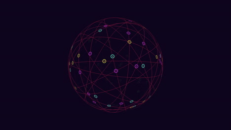 complex interconnected nodes forming a circular network in dark background