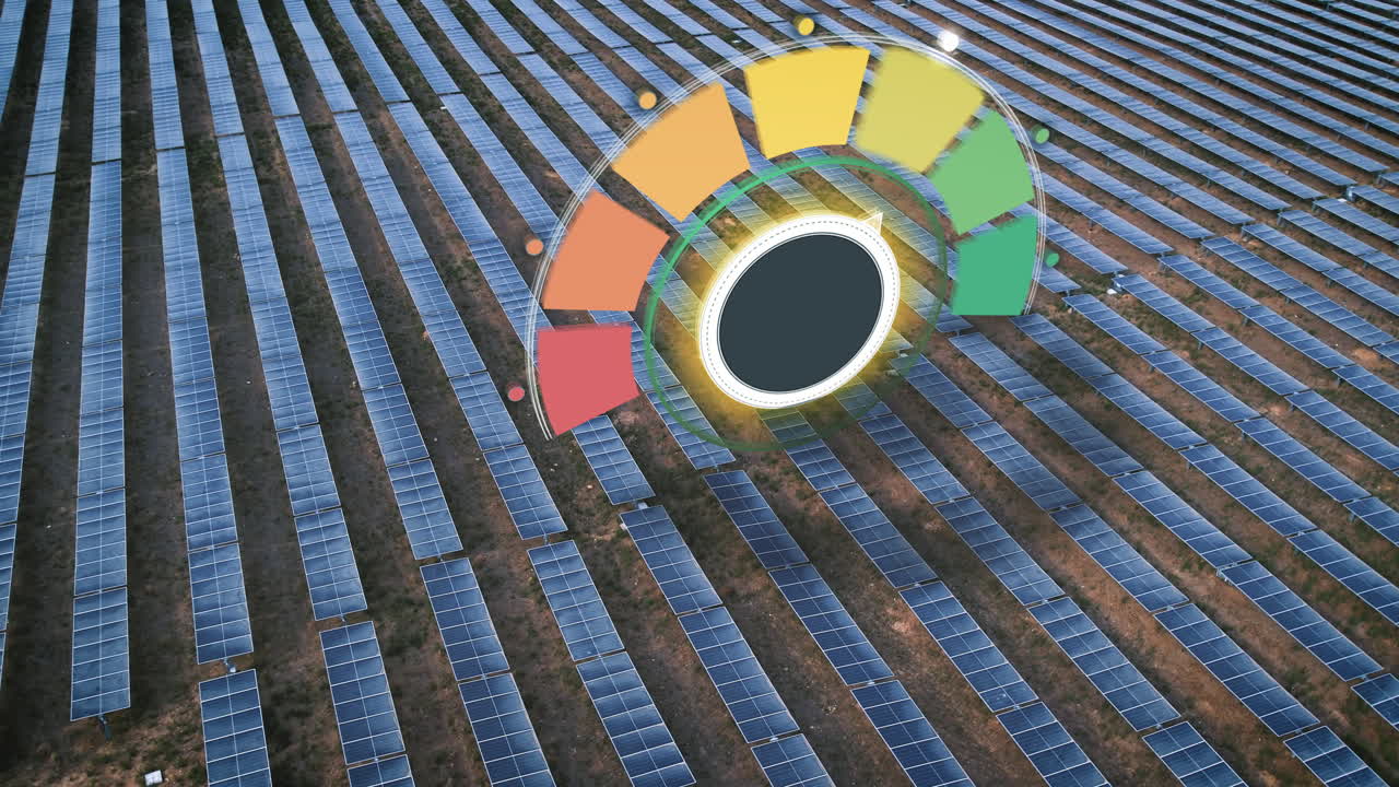 pantalla de carga digital a través de la planta fotovoltaica de energía solar