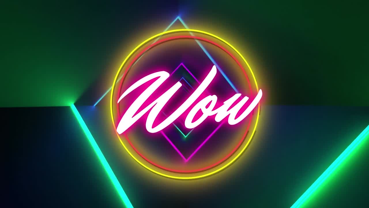 animación del texto wow sobre las formas