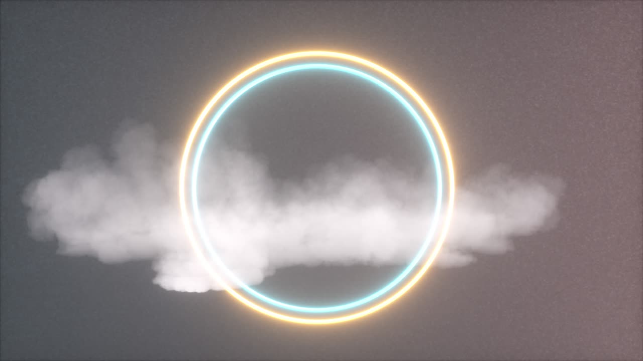 코드 및 네온 반지 및 소음 배경, 컴퓨터 생성 3d 추상 하늘 렌더링