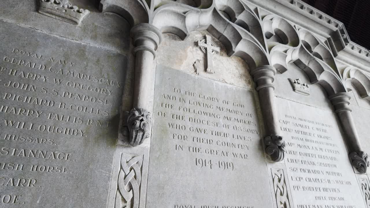 Ireland Epic Locations Memorial to the dead in the First World War from the parish St Canices Cathedral Kilkenny City Ireland