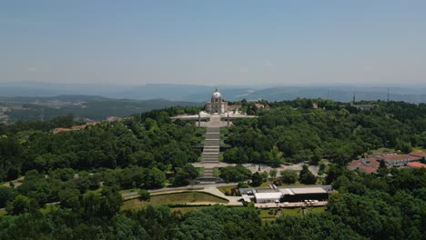 aerial panoramic of sameiro sanctuary in braga, portugal