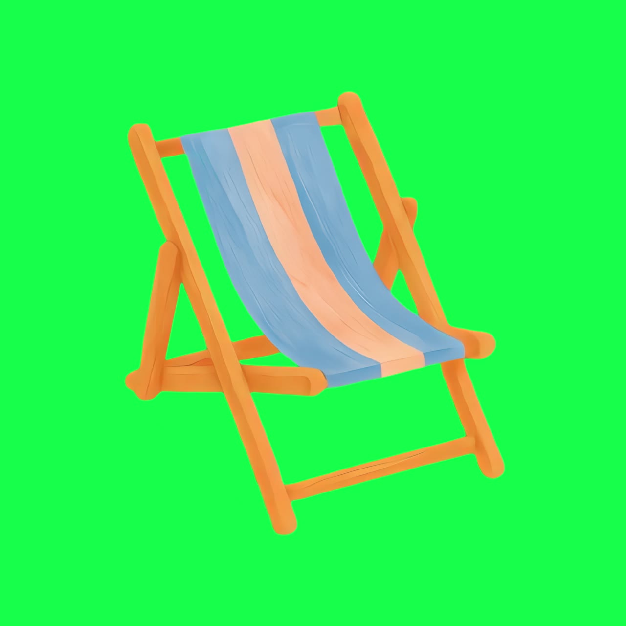 Farverig strandstol isoleret animation, transparent 4K video, green screen