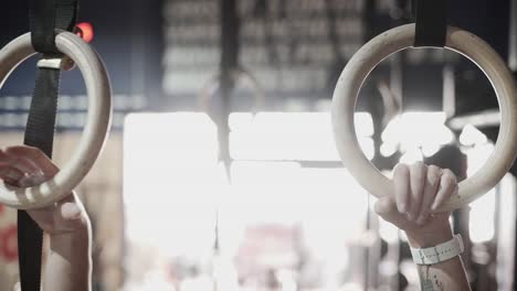 gym workout with exercise rings