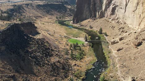 the crooked river and smith rock park in central oregon from above