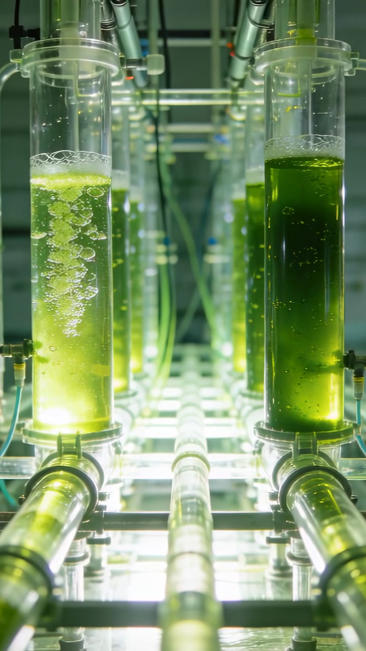 Technician gloved hands observing bubbling, adjusting tubing and maintaining flow in lab reactors