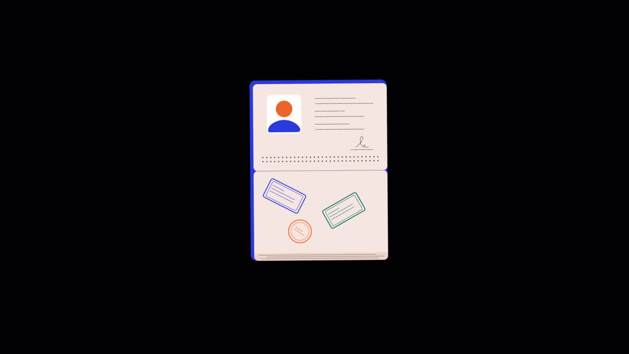 Animated Passport Opening with Travel Stamps Appearing