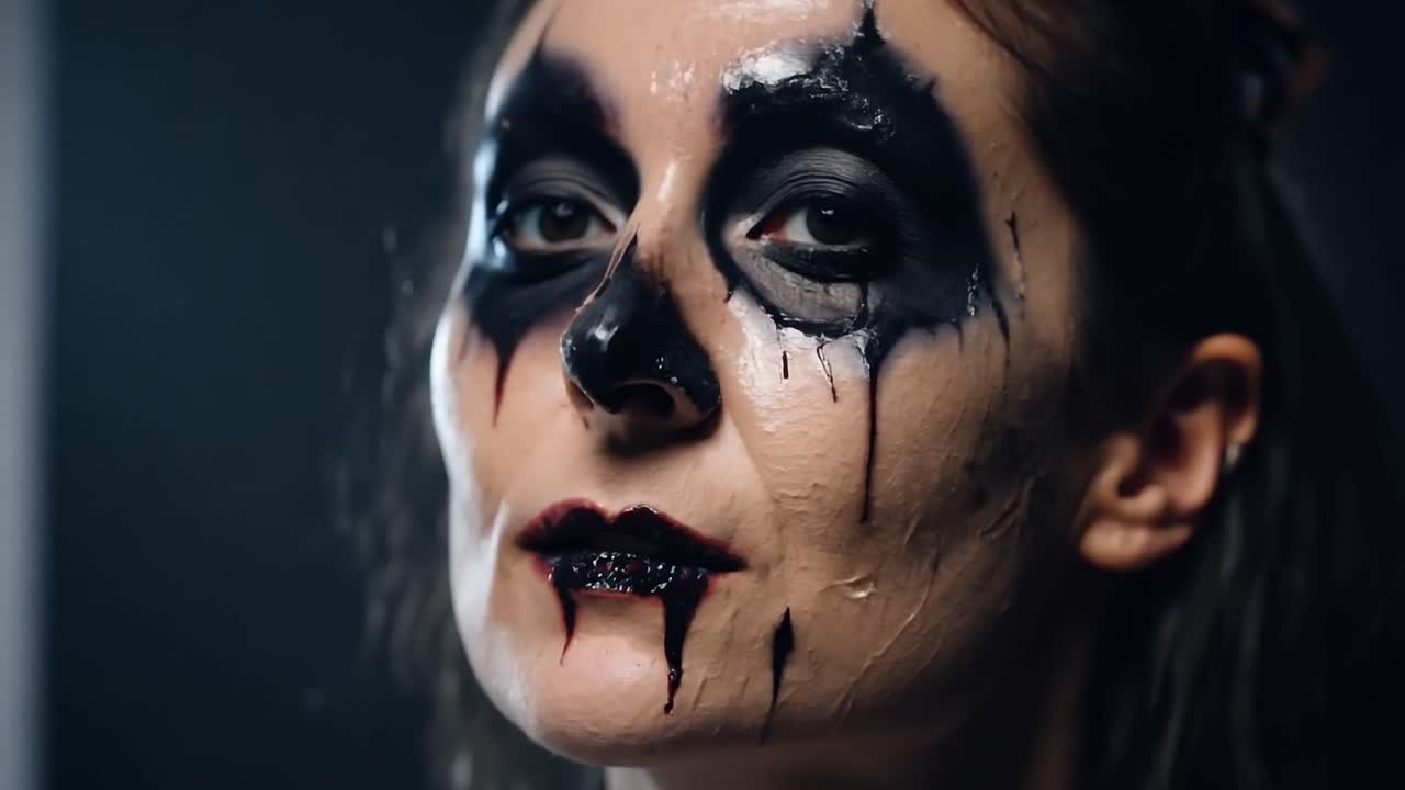 Kvinne med skummel Halloween-makeup